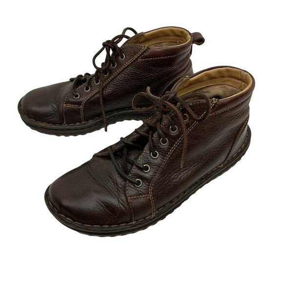 Born Pebbled Leather Lace Ankle Boots Womens 8 Stitched Detailing - Picture 1 of 12